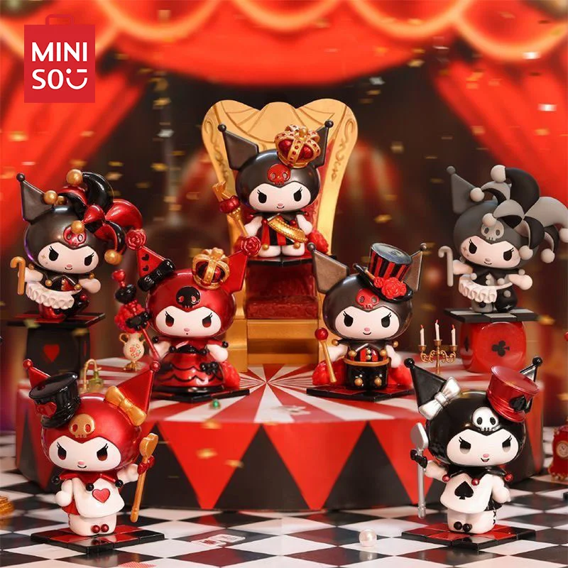 MINISO Sanrio Kuromi personajes caja ciega Kuromi Poker Kingdom Series caja misteriosa modelo Kawaii juguete para niños Regalo De vacaciones genuino