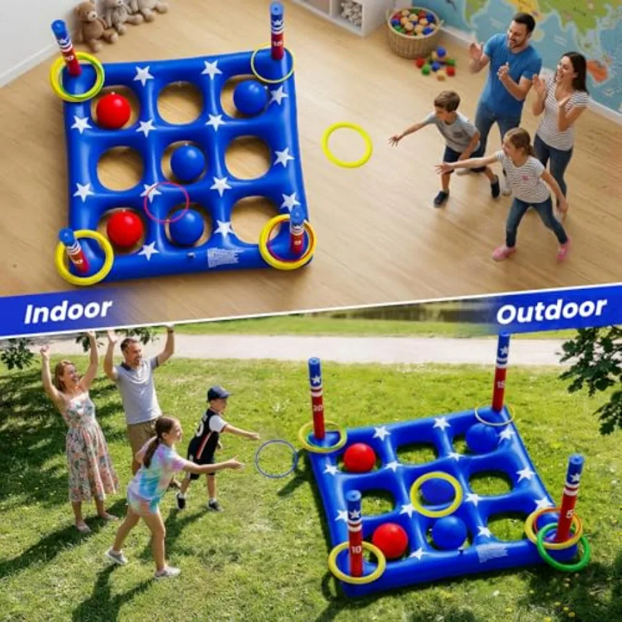 Pool Party Toys Games Set - Giant Inflatable Tic Tac Toe Float Game, Outdoor Pool Games for Adults Family Pool Toys for 2-10 Pl view 6