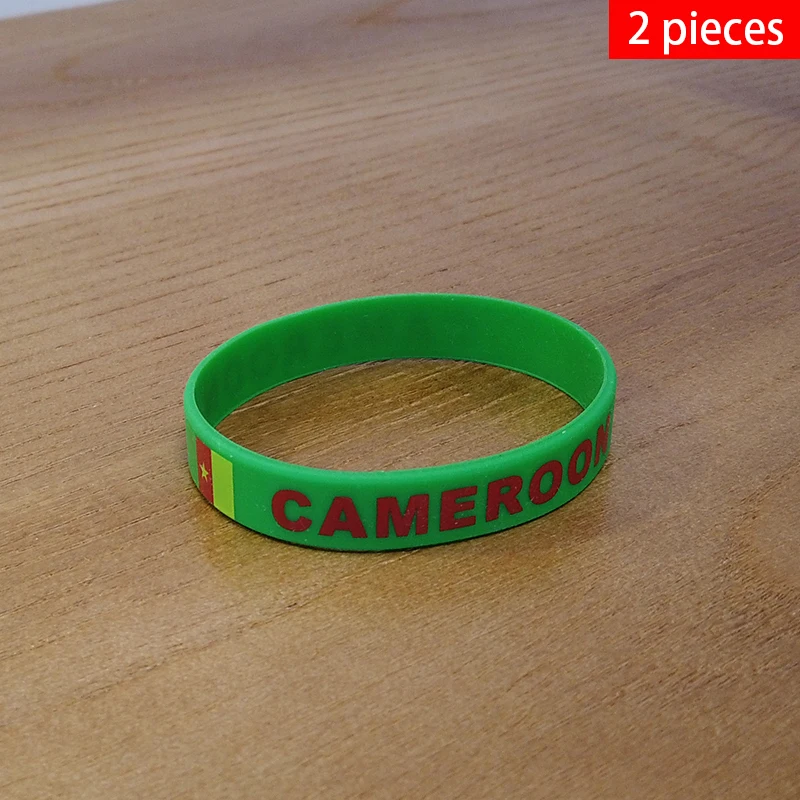 2pcs Cameroon National Flag Wristbands Sports Silicone Bracelet Men Women Rubber Band Patriotic Commemorative Fashion Accessory