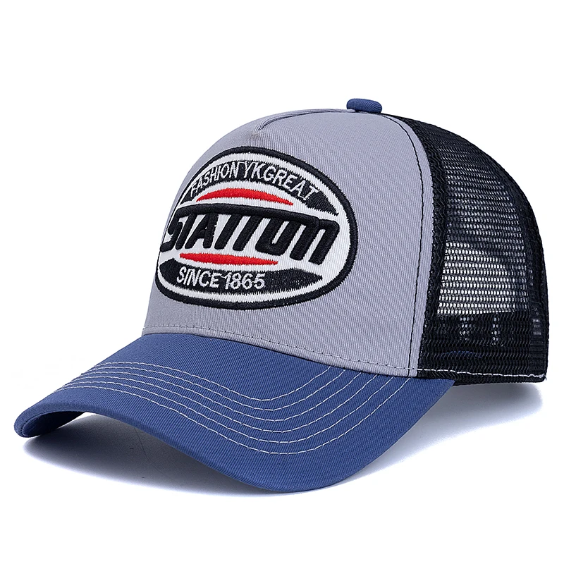 Nieuwe stijl unisex baseball cap klassieke stATION brief patroon mesh cap mannen en vrouwen ademende streetwear zomer trucker hoed