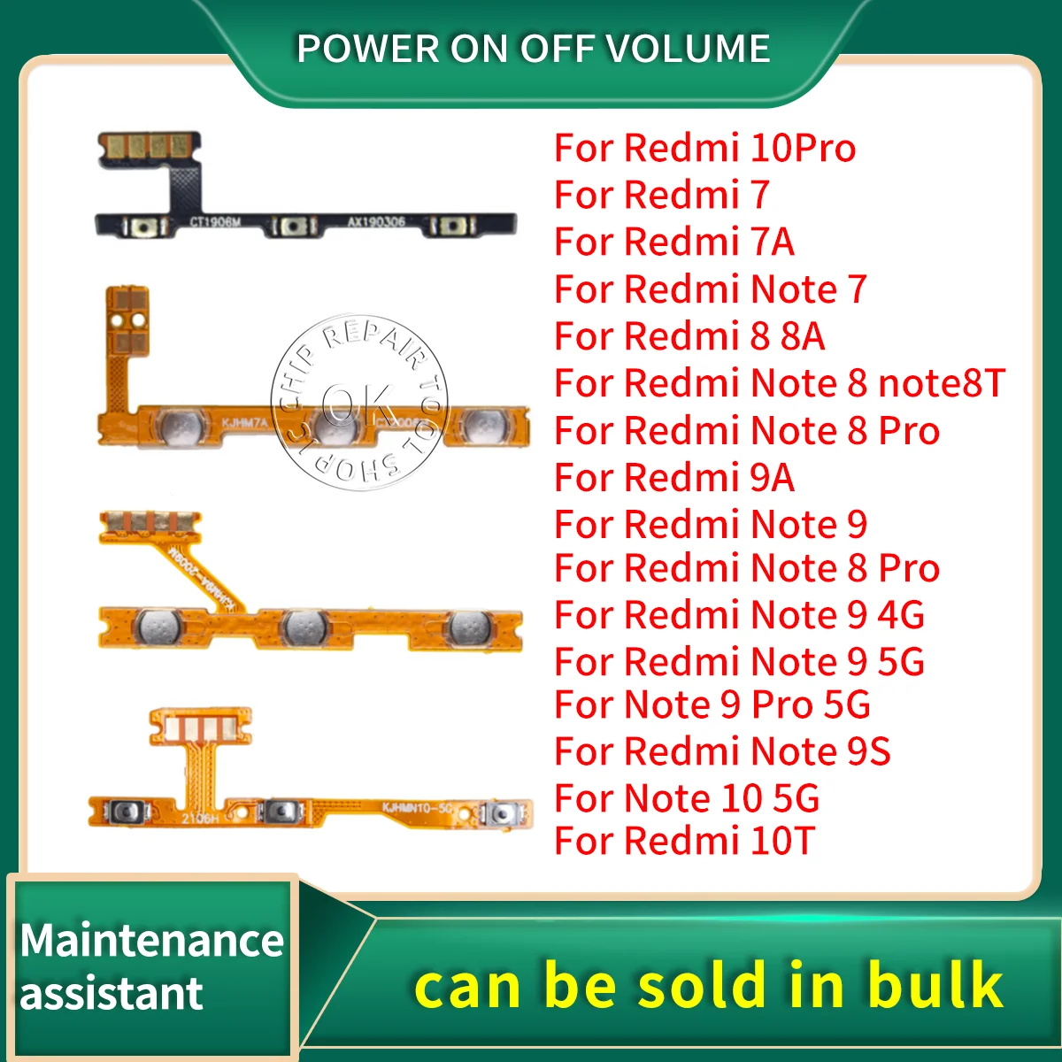 

Power ON OFF Switch Flex Cable For Xiaomi Redmi 7 7A 8 8A 9 5G 9A Note 7 8 8T 9 Pro 4G 9s 10T Volume Camera Key Button
