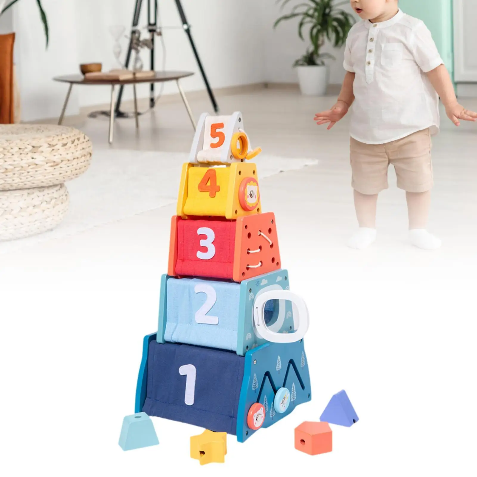 Stacking and Nesting Blocks Balancing Building Blocks Color Recognition Sensory Toy for 1 Year Old to 3 Year Old Kids Gift