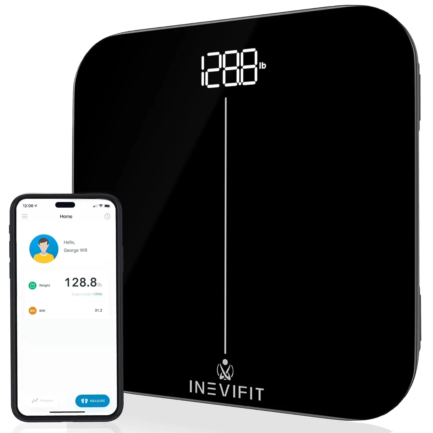 

Highly Accurate Digital Bathroom Scale with Smart App Sync, Measures Weight up to 400 lbs, Includes Batteries
