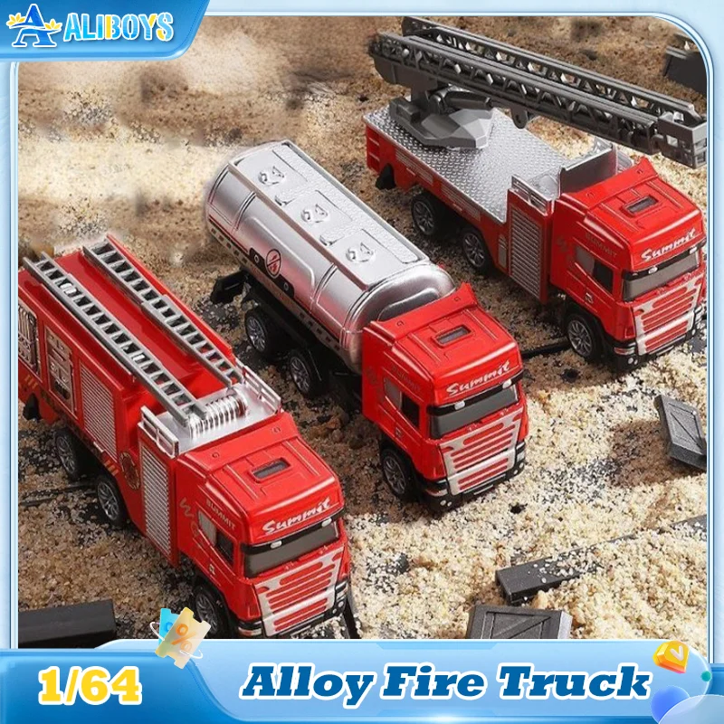 

Alloy Fire Truck 1/64 Simulation firefighting Diecast Rescue Vehicle Fire Ladder Engineering Car Model Children's Toy Kid Gift