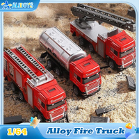 Alloy Fire Truck 1/64 Simulation Firefighting Diecast Rescue Vehicle Fire Ladder Engineering Car Model Kid Toy Christmas Gift