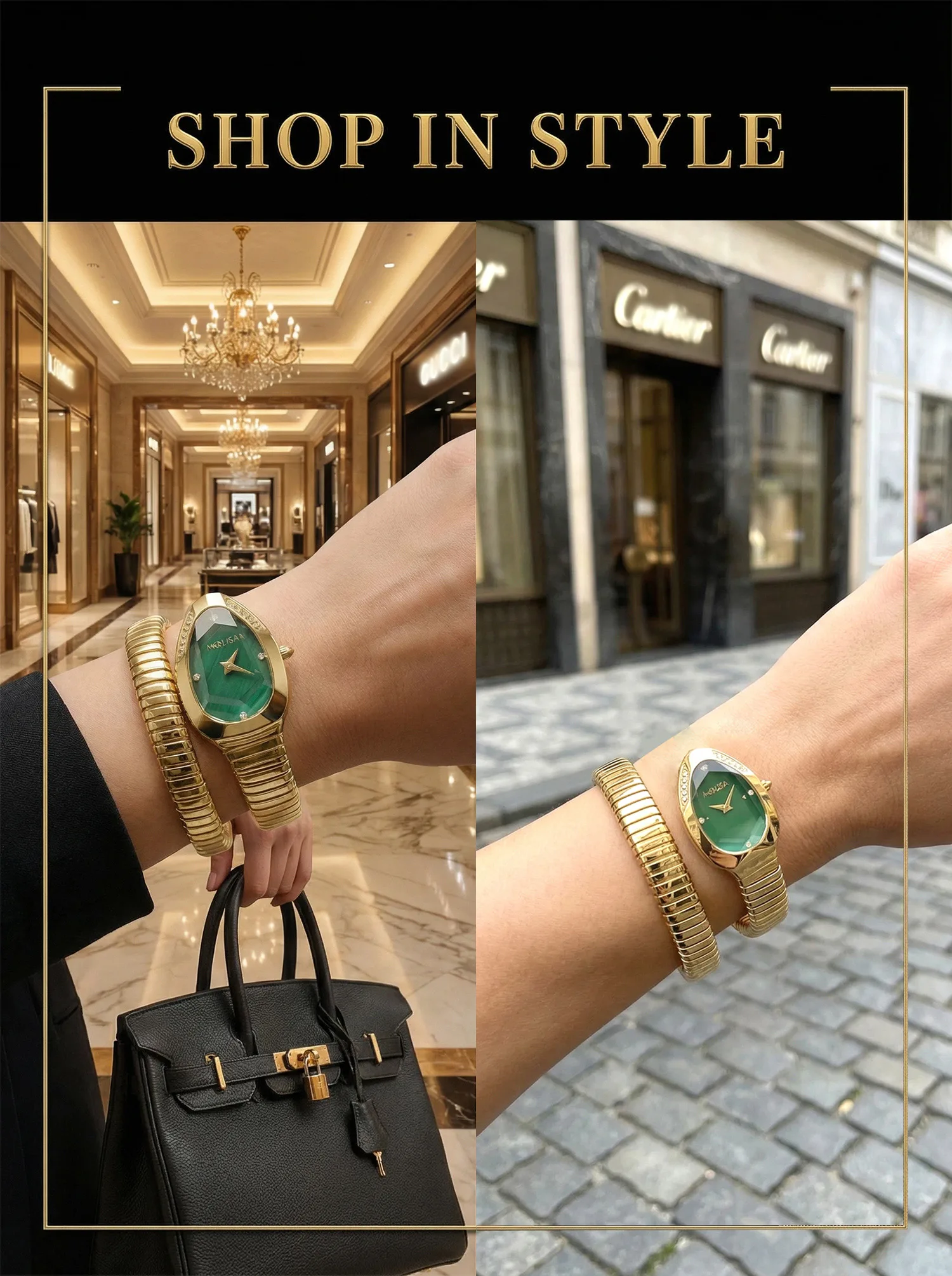 2026 High Quality Gold Diamond Set Snake Shaped Dress Watch Bangle Style Fashionable Unique Brand Same Style Women's Wristwatch S109d9457acc7458b8059b92bd7a423daC