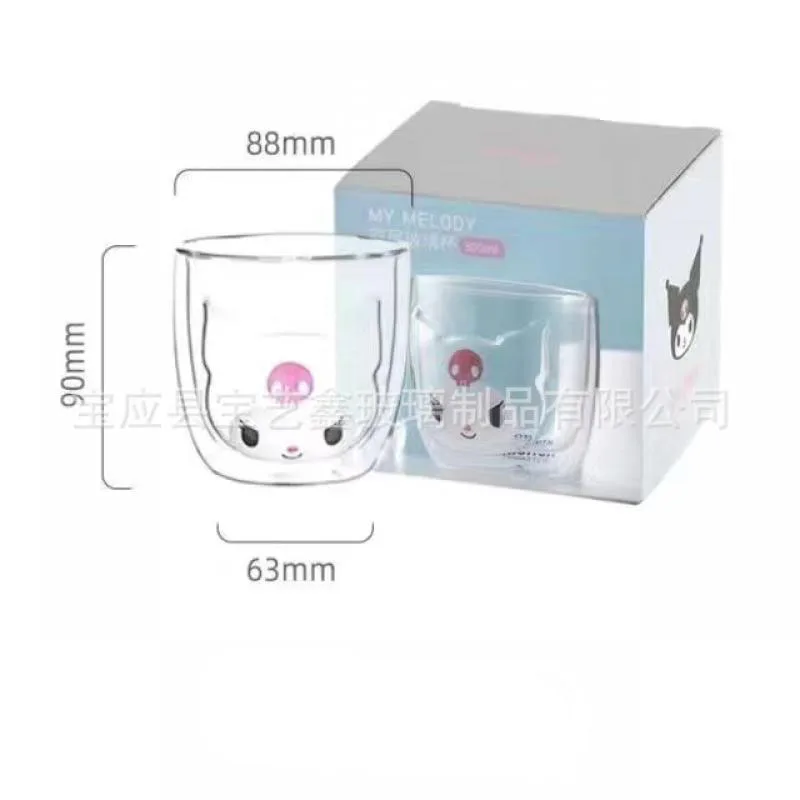 애니메이션 만화 산리오 헬로 키티 마이 멜로디 Cinnamoroll 더블 레이어 투명 유리 패션 새로운 아침 식사 우유 컵 커피 컵