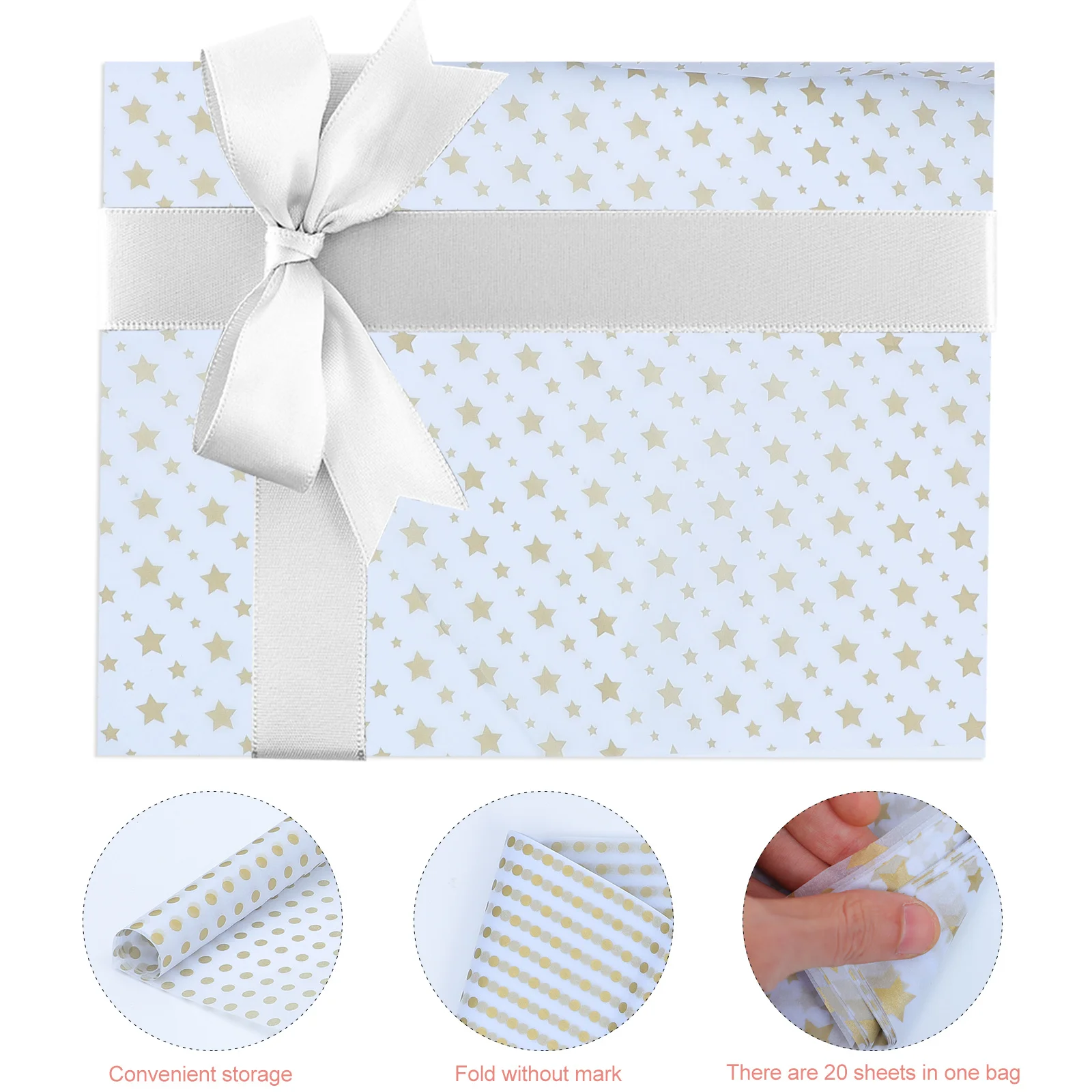 

40 Sheets Golden Series Wrapping Paper Strong Odorless Fashion Style for Graduation Mother's Day Baby Shower Gift Packaging