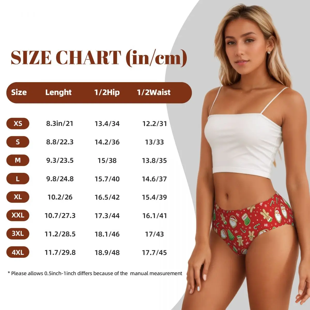 Women's Christmas Man Santa Claus Briefs High Waisted Seamless Underwear Invisible Full Coverage Xmas Tree Cane Briefs Panties