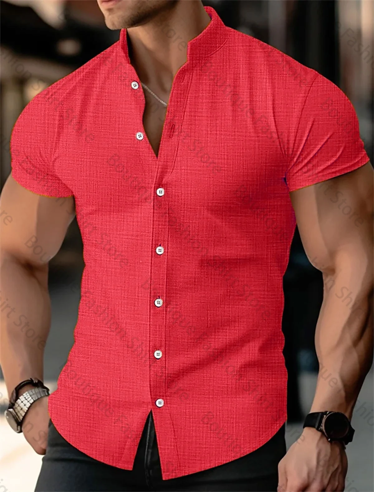 Liney men\'s short -sleeved shirt 13 color lightweight and breathable Hawaii seaside men\'s fashion top increase code 2024