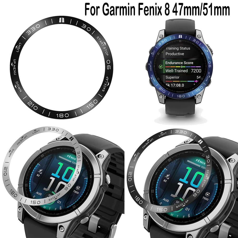 แฟชั่น BEZEL แหวนจัดแต่งทรงผมสําหรับ Garmin Fenix 8 51 มม.Smartwatch กรอบโลหะกาวสําหรับ Garmin Fenix 8 47 มม.