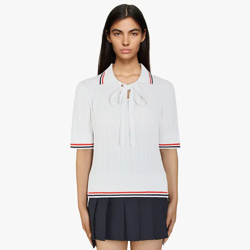 Ladies Summer New Style Knot  Polka Dot Casual Versatile Four Bar Pleated Short Skirt Straight Tube Thickened Cotton...