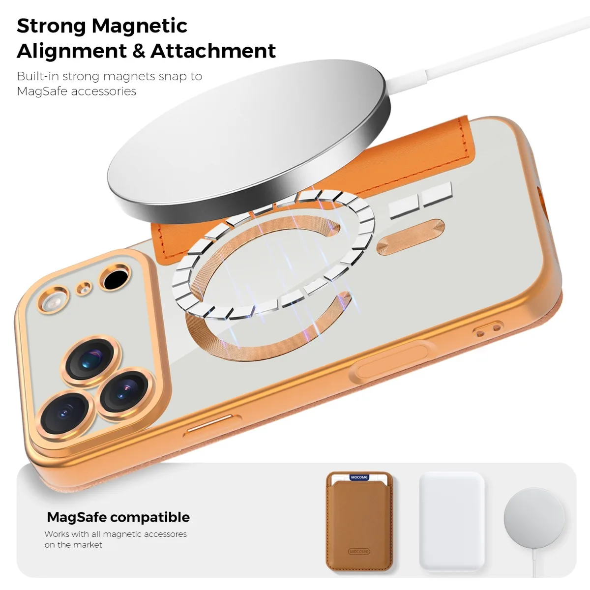 حافظة مغناطيسية لهاتف آيفون 17 Air 16 15 14 Plus 13 12 11 Pro Max PU مطلية بالجلد شفافة لهاتف Magsafe غطاء بطاقة حامل
