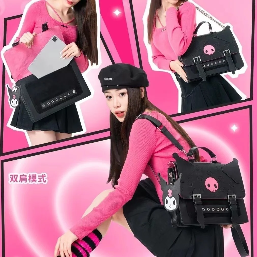 Cute Kuromi Bag Back To School Large Capacity Crossbody Bag Japanese Y2k Academy Style Backpack Women Shoulder Bags