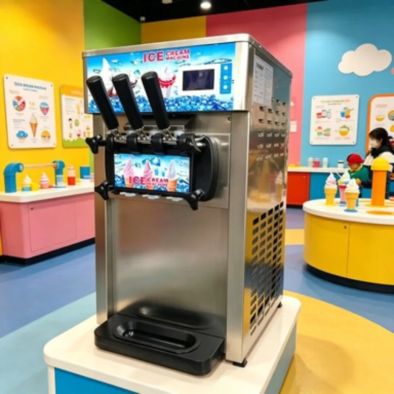 Floor Standing Ice Cream Maker 5 Dispenser Commercial Soft Serve Machine Frozen Yogurt Equipment for Canteen Catering