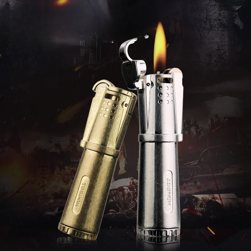 

Зажигалка Honest RetroKero с бензиновым приводом, креативная, ностальгическая, ветрозащитная, с колесиком для зажигания, металлическая, гаджет для мужчин, индивидуальный стиль