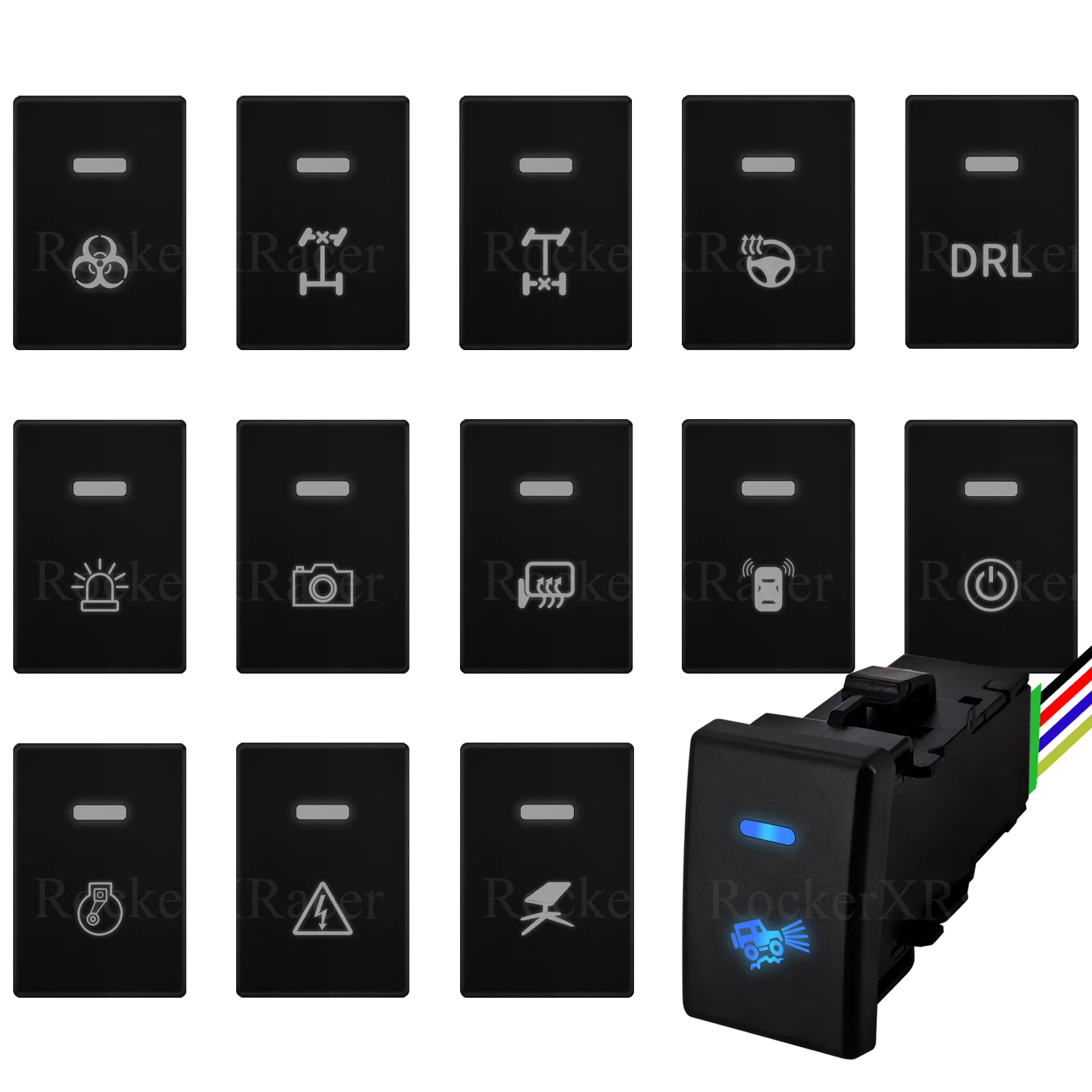 12V Blue LED Push Switch ON-OFF Power DRL Lock Button for ISUZU D-MAX MU-X Holden Colorado 2012-2020