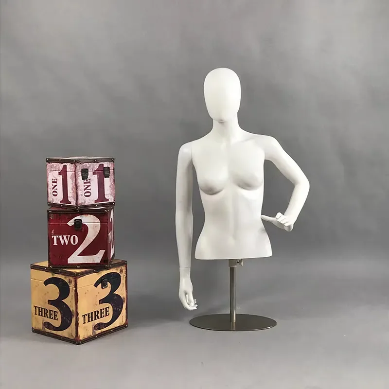White Half Body Female Mannequin Solid Dummy Model for Underwear Display Fashion Window Stand Props