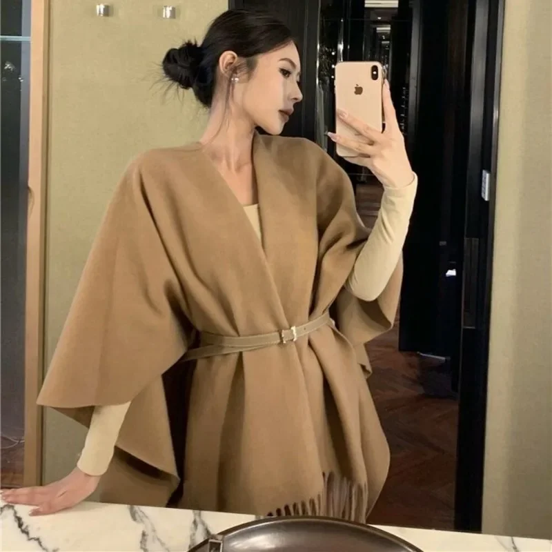 

Winter Women Poncho Warm Shawl Double Sided Designer Thickening Blanket Luxury Scarf Female Cloak Cape Stole