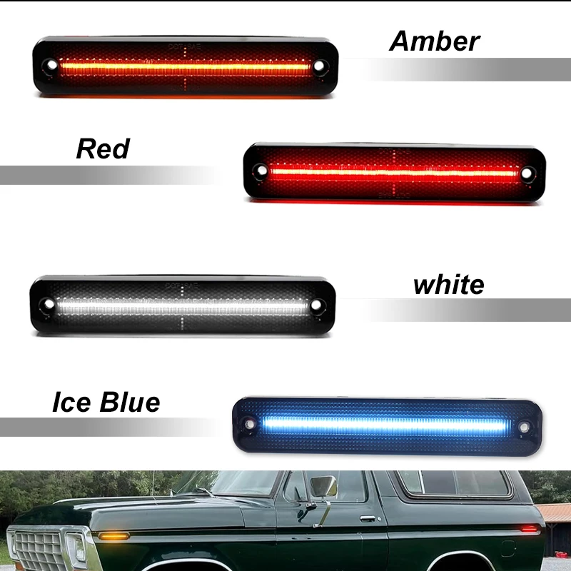 포드 브롱코 F 트럭 F100 F150 F250 F350 F500 에코놀라인 E100 E150 E250 E350 F&R 앰버 레드 LED 펜더 사이드 마커 라이트