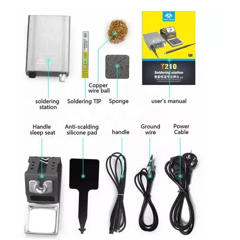 OSS T210 Intelligent Thermostat Soldering Station 75W Electronic Soldering Iron LED Digital Display With C210 Solder Tips