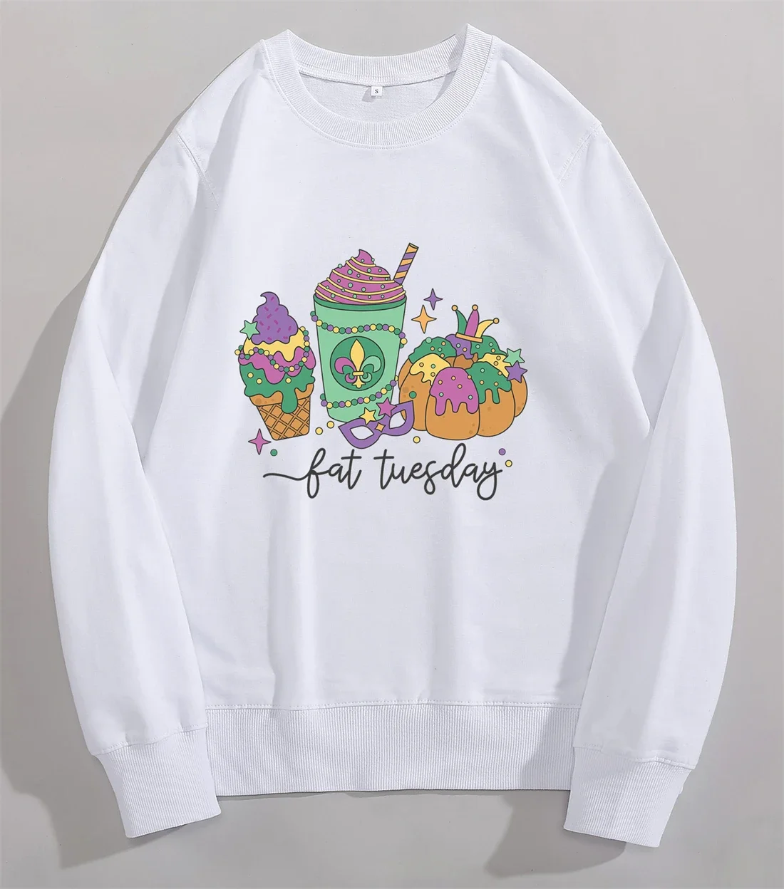 

Fat Tuesday Sweatshirts Mardi Gras Icecream Pumpkin Pullovers Pullovers Print Graphic Sweatshirt Women's Clothes Y2K Streetwear