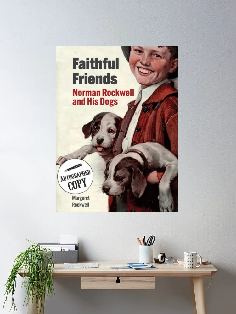 Faithful Friends: Norman Rockwell and His Dogs Art Print Canvas Poster, Living Room Decor, Home Wall Picture