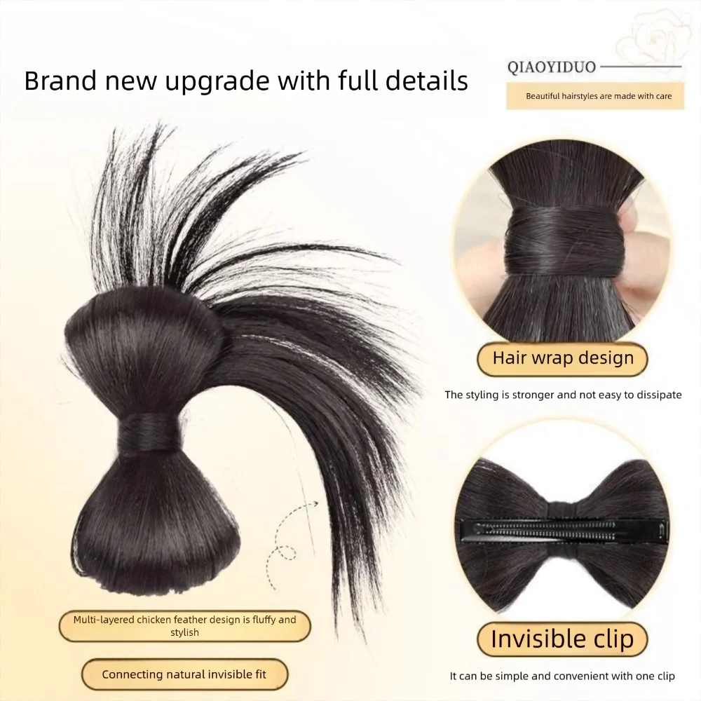 جديد كعكة الشعر الاصطناعية مخلب كليب Bowknot رقيق شعر مستعار كليب بني أسود طبيعي هيربيسي إكسسوارات الشعر