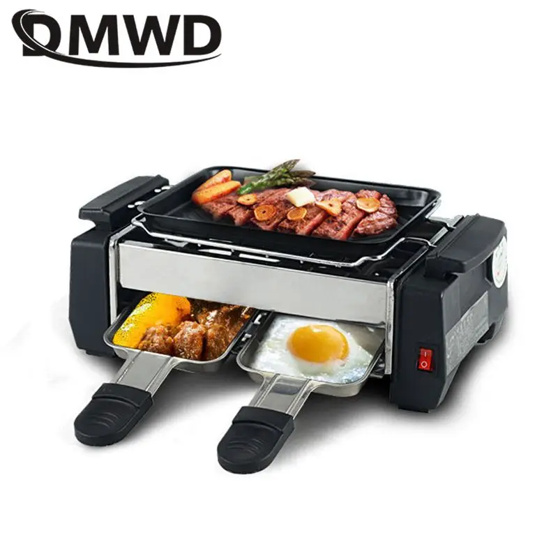 Electric grill Hosuehold Mini Barbecue Machine With handheld Dish Non-stick Tray Detachable for washing stainless steel Material