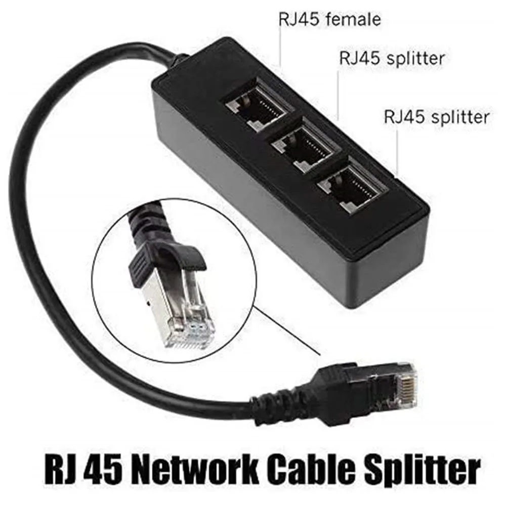 RJ45 1 Male to 3 Female RJ45 Splitter LAN Ethernet Network Extension Cable Suitable Cat5/6 Cat5e Cat7 LAN Ethernet cable adapter