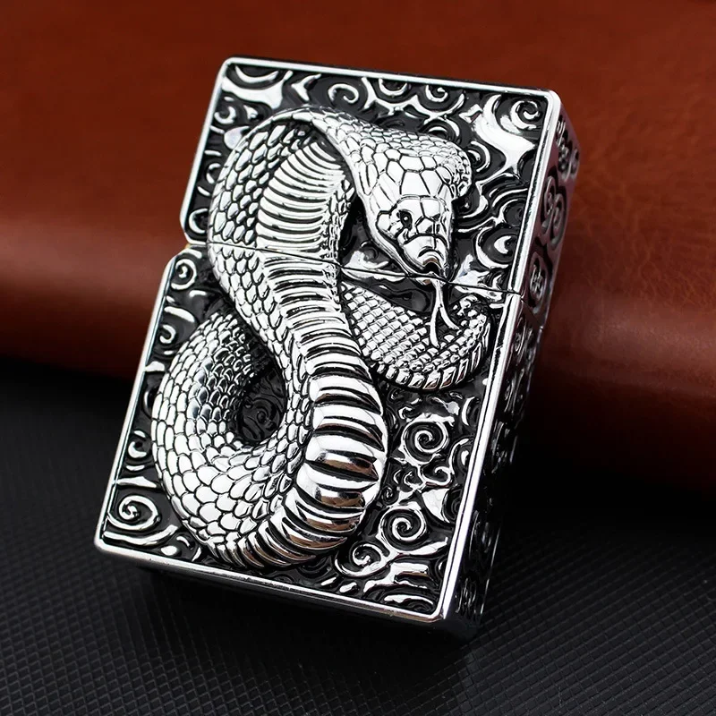 ZORRO armored snake embossed kerosene lighter, metal material, retro, collectible, high-end gift for men