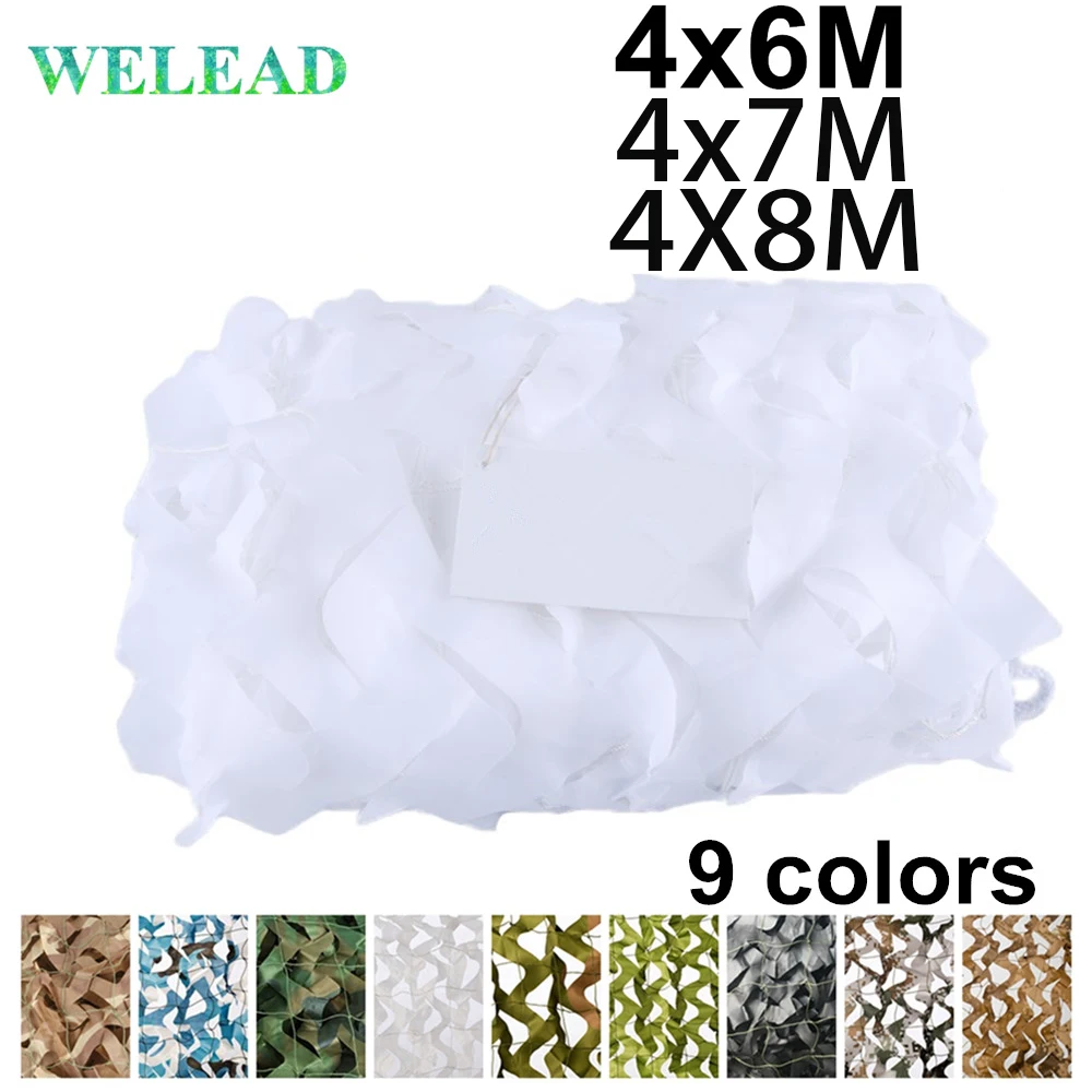 Welead 4x6 4x7M Reinforced White Gazebo Camouflage Net  Blue Sand 6x4M Garden Shade Camo Netting Hiding Mesh Car Covers