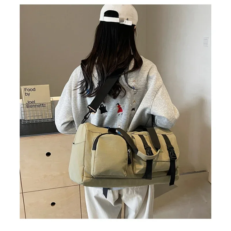 Large Capacity Nylon 2024 Hot Selling Travel Handbag Solid Color Zipper Simple Casual Shoulder Bag Soft Versatile Crossbody Bag