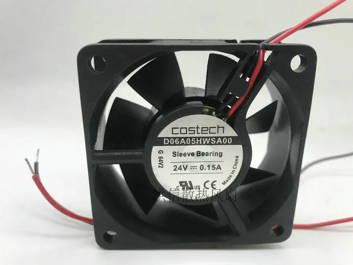 

costech D06A05HWSA00 DC 24 В 0,15 А 60x60x25 мм 2-проводной 60 мм охлаждающий вентилятор