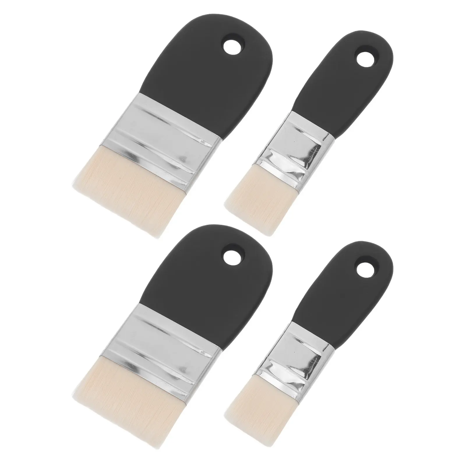 4Pcs Flat Nylon Hair Paddle Paintbrushes Short Wooden Handle for Acrylic Oil Watercolor Art Craft Painting Canvas