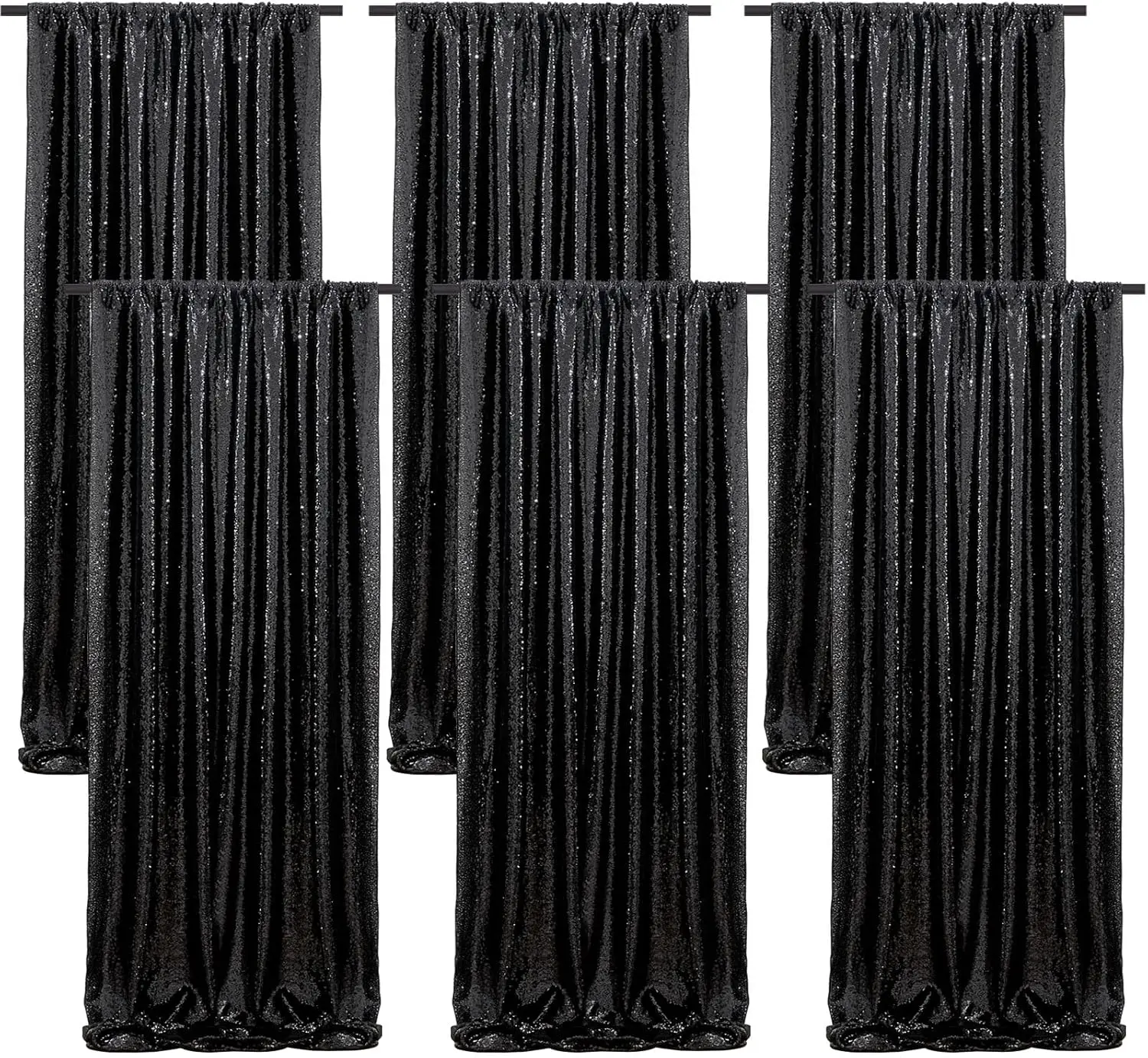 

Black Sequin Backdrop 6 Panels 2FTx8FT Halloween Backdrop Curtains Party Backdrop Wedding Baby Shower Decoration