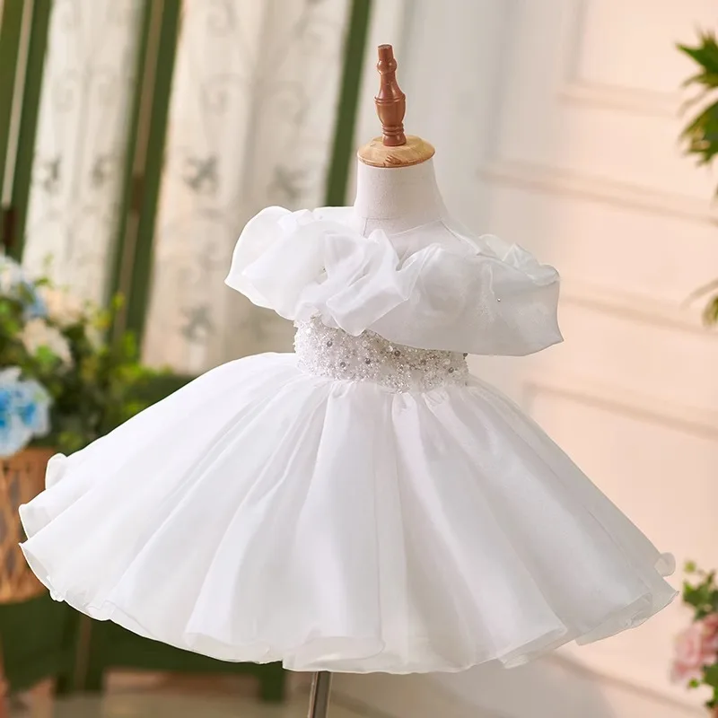 First Birthday Dress Luxury Niche High-end Flower Girl Wedding Little Girl Wedding Dress Children's Host Birthday Princess Dress