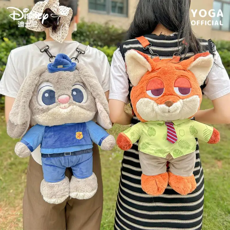 Kawaii Disney Zootopia Nick Wilde Judy Hopps Plush Doll Backpack Cute Cartoon Style Women Soft Messenger Bag for Children Gift