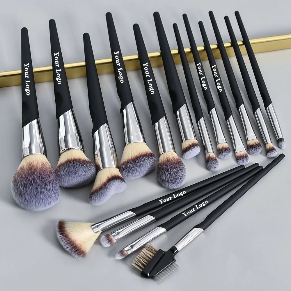 5 Kits Makeup brushes set 16pcs Custom Logo Make up Brush Professional Vegan Synthetic Foundation Powder Blending Eyeshadow Tool