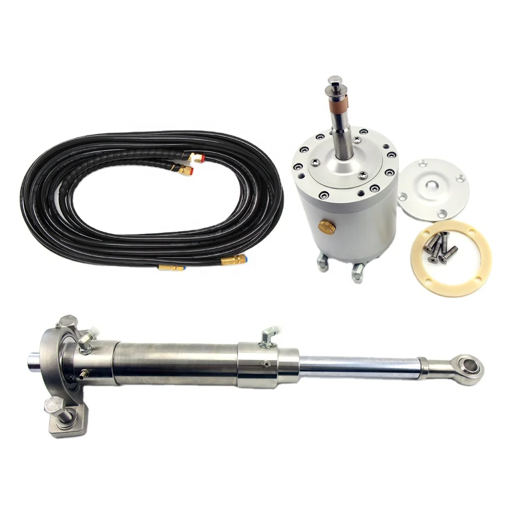 75ft Inboard Hydraulic Steering System Stainless Steel Cylinder, Helm Pump, Tube/Hose, Steering Wheel Boat Yacht Outboard Helm