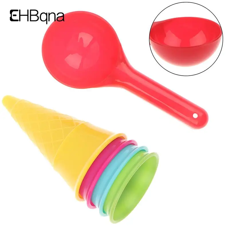 

5Pcs Ice Cream Cone Scoop Sets Beach Sand Toys Kids Summer Play Game Gift Children's Beach Toys Children's Education