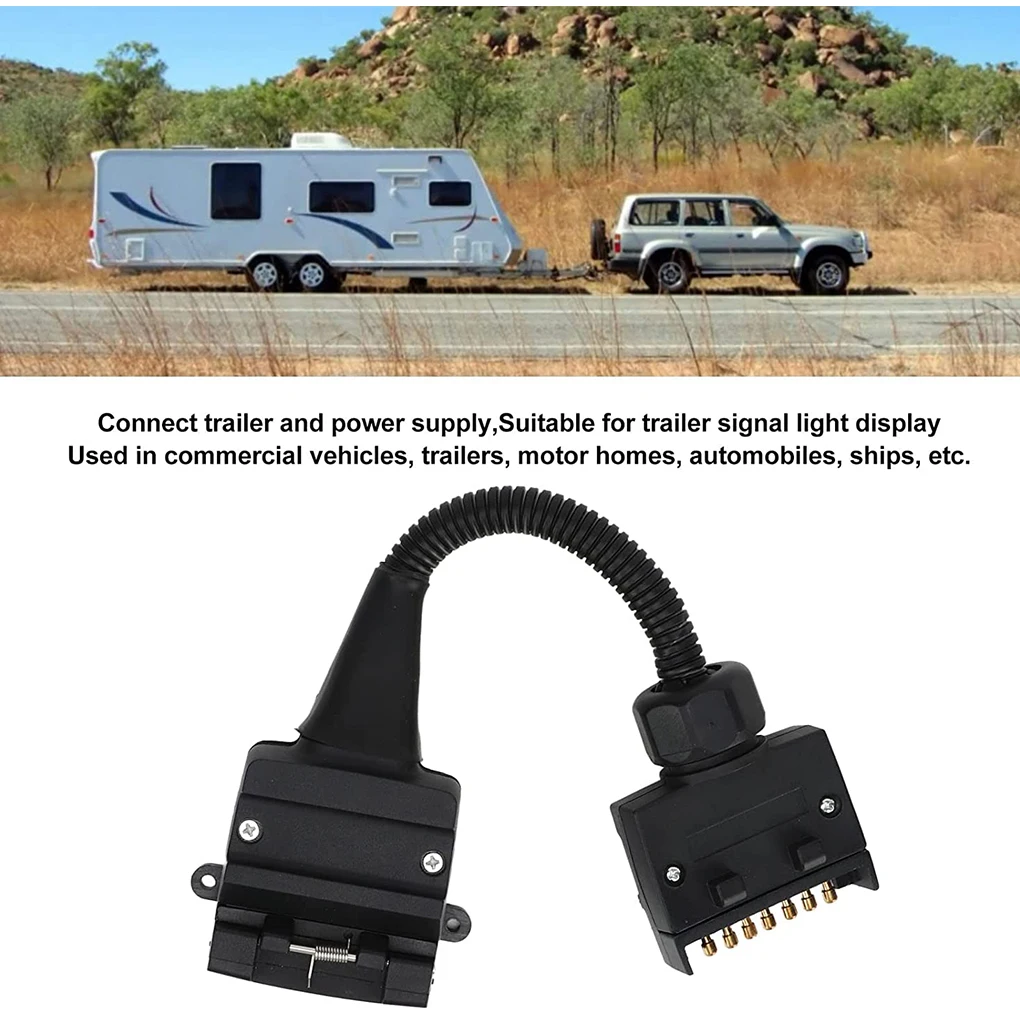 

7-Pin Flat Plug To 12-Pin Socket Professional Extension Spiral Cable Trailer Connector Trailers Adaptors Car Accessories