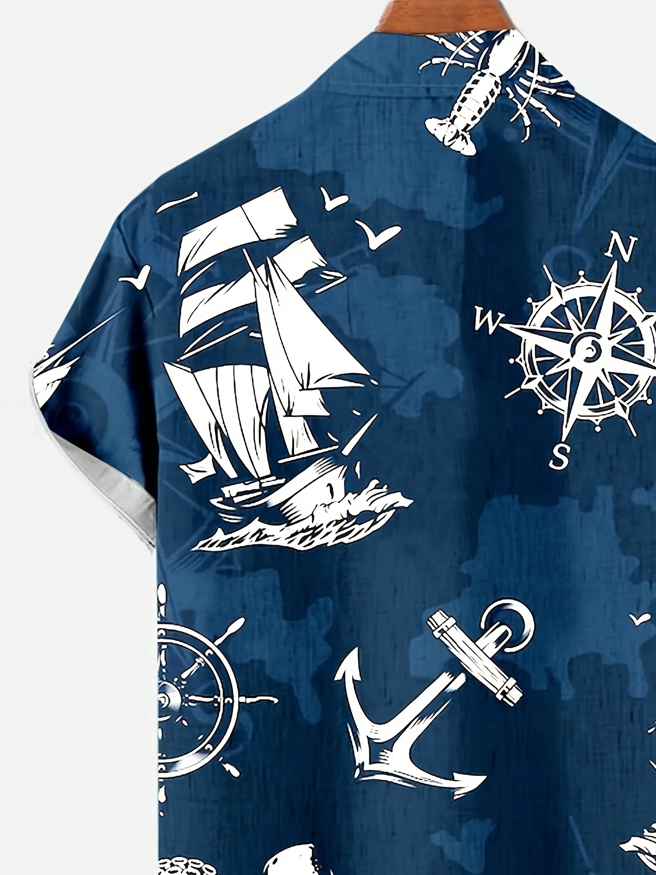 Men's Shirt - Ocean Element Print Casual Shirt T-Shirt - Men's Casual Jacket - Short-Sleeved Collar Casual Shirt - Sporty Casual