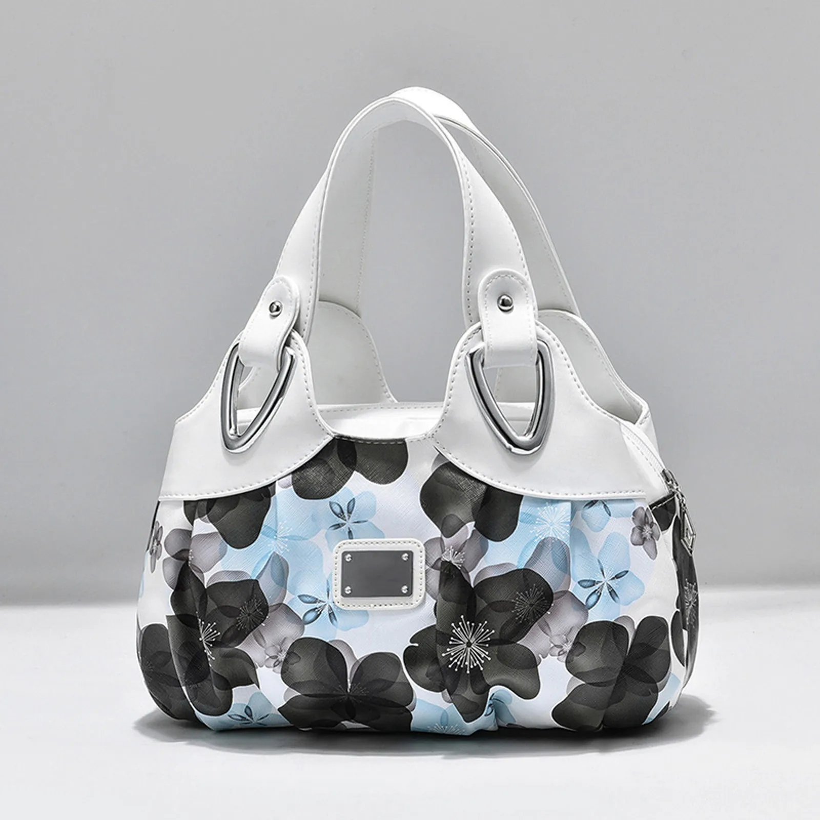 

Women'S Fashion Handbag Colorful Flower Printed Tote Bag Pu Leather Material Lightweight Large Capacity Tote Bag