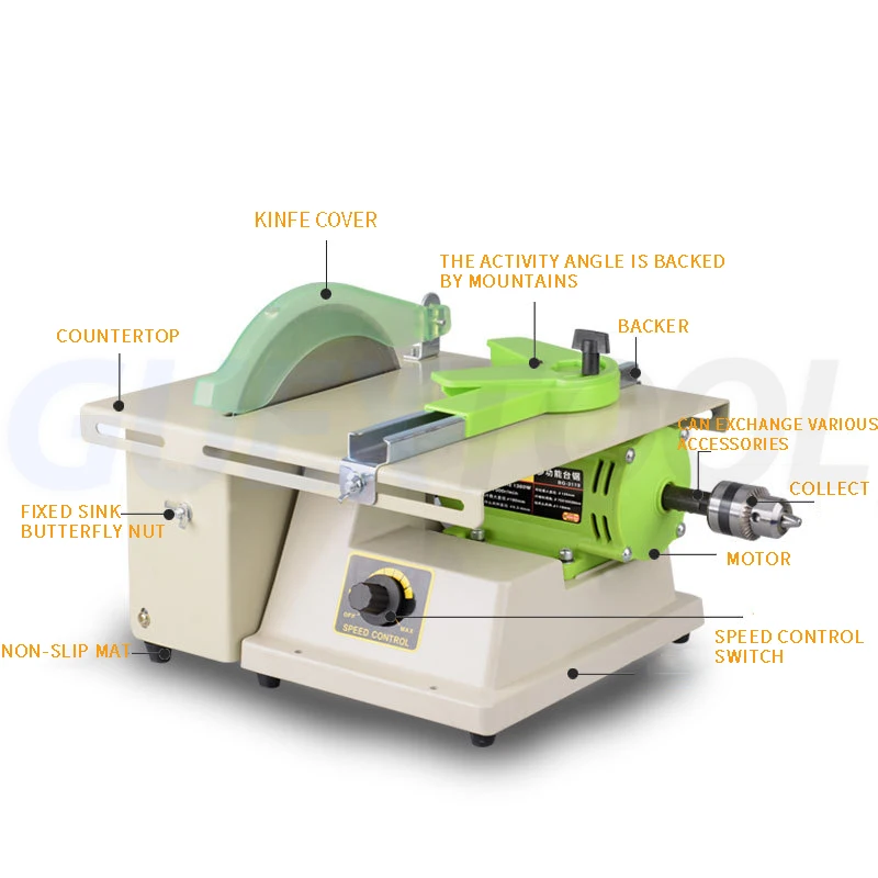 High Power Table Grinder Small Jade Polishing Machine Jade Carving Machine Cutting Machine Polishing Machine Tool 1380W Saw