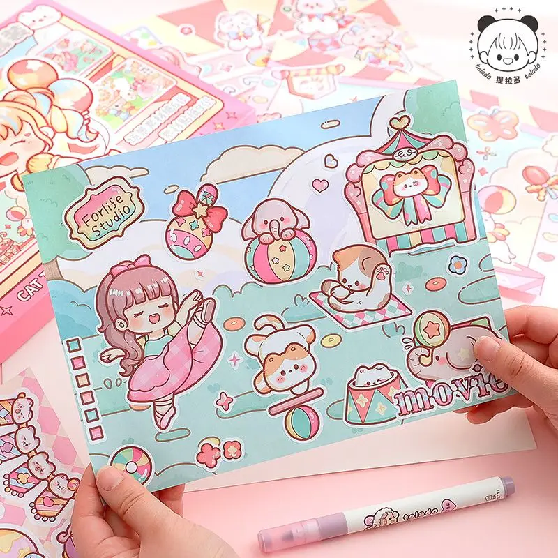 Telado Scene Collage Set Handbook Sticker Quiet Book Girl and Children's DIY Handbook Sticker Tape