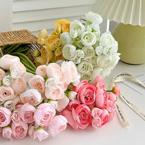 38cm Lulian 꽃다발 시뮬레이션 꽃 가짜 꽃 웨딩 홀 휴대용 꽃다발 작은 신선한 홈 장식 사진 소품