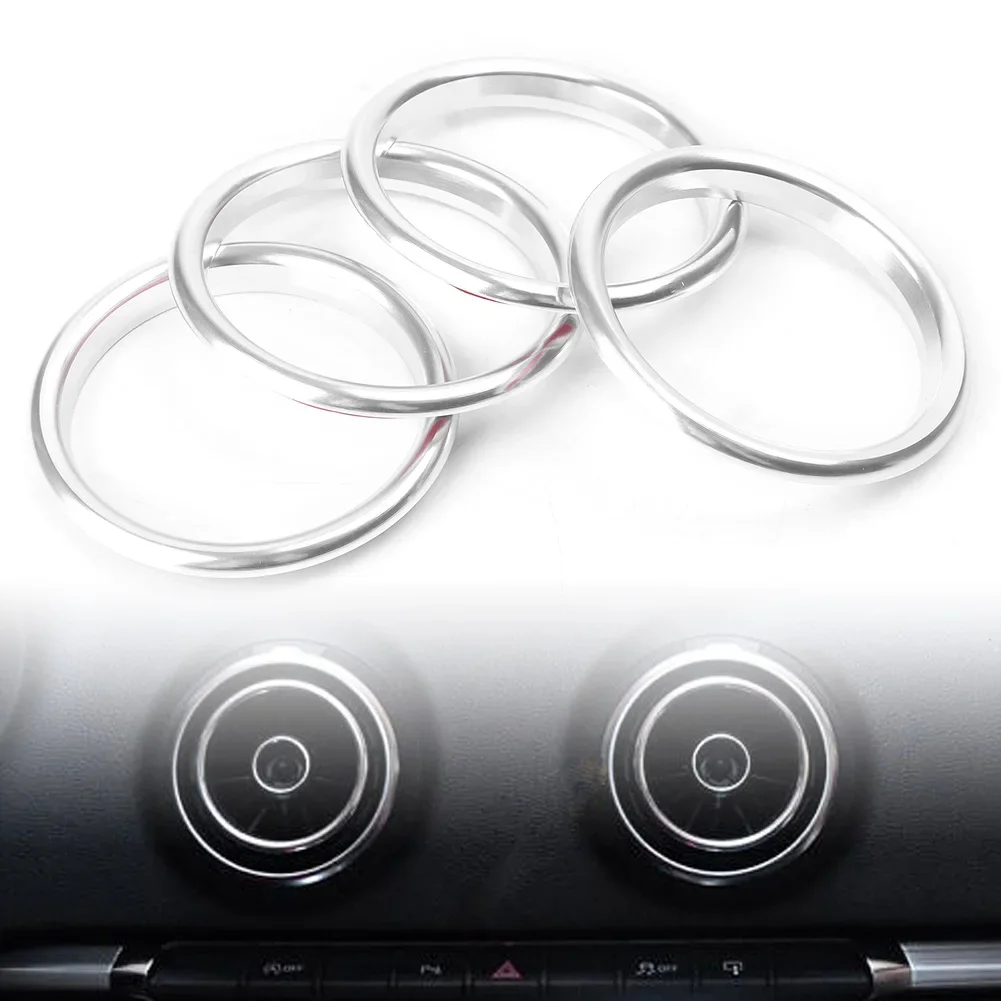 Accessories For Audi A3 S3 8V 2012-2019 4PCS Interior Silver Air Vent Outlet Ring Cover Trim