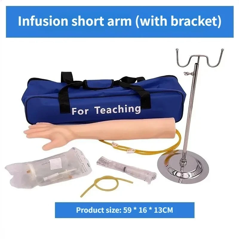 IV Practice Arm Kit for Venipuncture Practice Phlebotomy Arm with Infusion Stand Practice PVC Latex Arm with a Storage Handbag