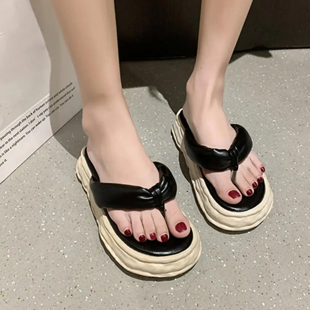 

Designer Summer Chunky Women Slipper Fashion Elegant Clip Toe Platform Thick Heel Slides Ladies Beach Sandal Shoes